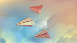 Preview wallpaper paper airplanes, sky, flight
