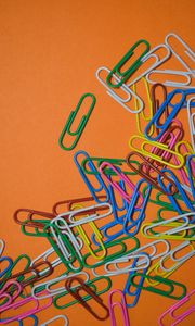 Preview wallpaper paper clip, multicolored, paper, orange