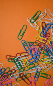 Preview wallpaper paper clip, multicolored, paper, orange