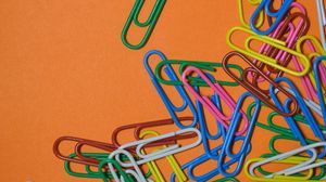 Preview wallpaper paper clip, multicolored, paper, orange