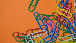 Preview wallpaper paper clip, multicolored, paper, orange