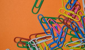 Preview wallpaper paper clip, multicolored, paper, orange