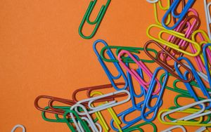 Preview wallpaper paper clip, multicolored, paper, orange