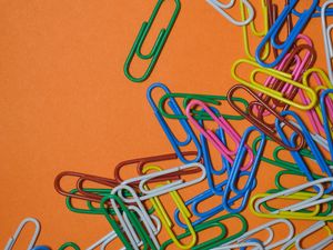 Preview wallpaper paper clip, multicolored, paper, orange