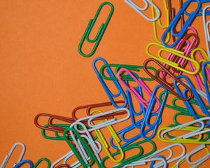 Preview wallpaper paper clip, multicolored, paper, orange