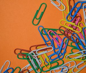 Preview wallpaper paper clip, multicolored, paper, orange