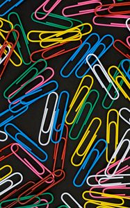 Preview wallpaper paper clips, colorful, metallic, black