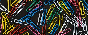 Preview wallpaper paper clips, colorful, metallic, black