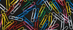 Preview wallpaper paper clips, colorful, metallic, black