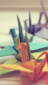 Preview wallpaper paper, crane, close up, origami, background, photo
