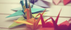 Preview wallpaper paper, crane, close up, origami, background, photo