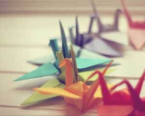 Preview wallpaper paper, crane, close up, origami, background, photo