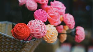 Preview wallpaper paper flowers, bouquet, basket