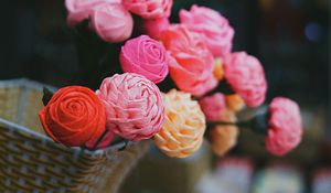 Preview wallpaper paper flowers, bouquet, basket