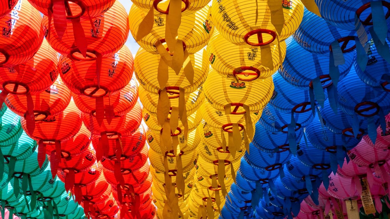 Wallpaper paper lanterns, lanterns, colorful