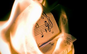 Preview wallpaper paper, sheet music, fire, flame