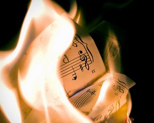 Preview wallpaper paper, sheet music, fire, flame