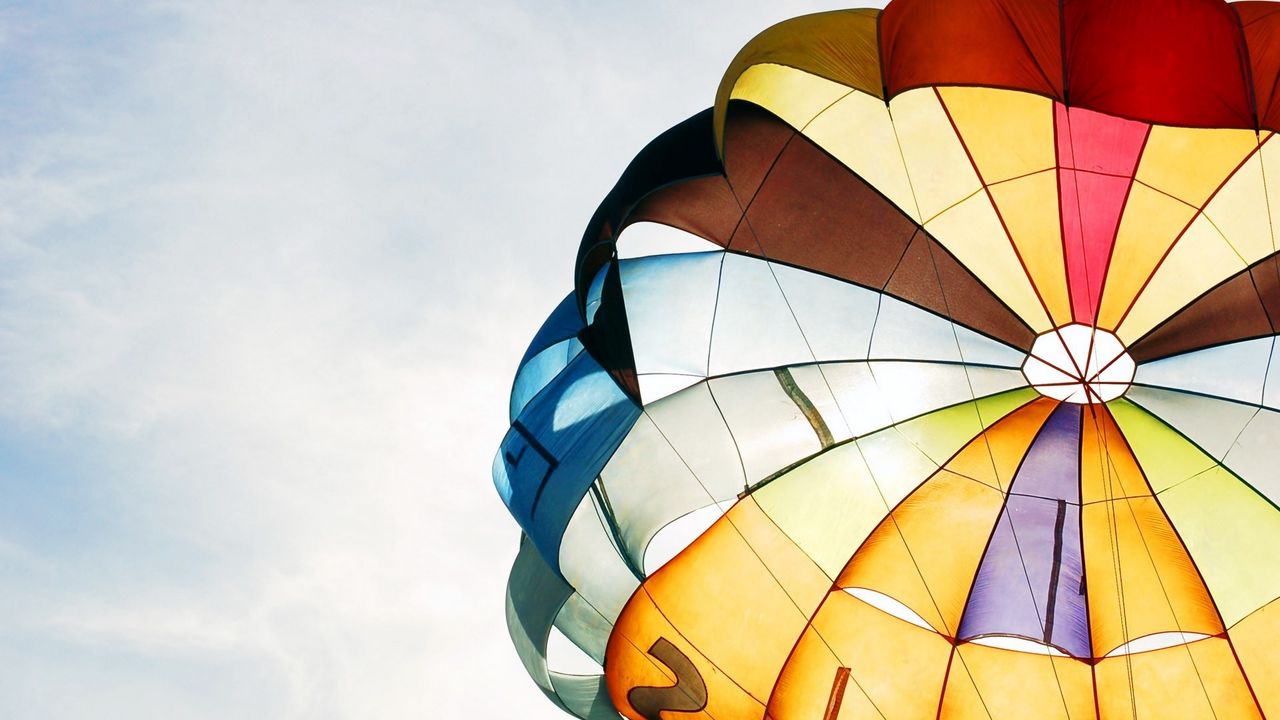 Wallpaper parachute, adrenaline, flying, sky, colorful