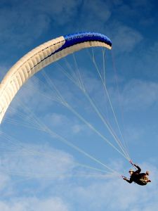 Preview wallpaper parachute, jump, flight, sportsman, sky