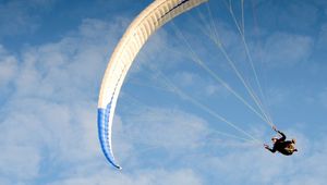 Preview wallpaper parachute, jump, flight, sportsman, sky