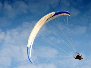 Preview wallpaper parachute, jump, flight, sportsman, sky