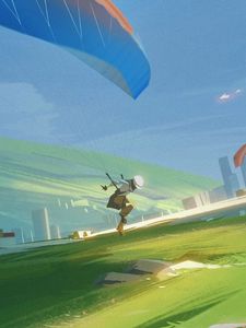 Preview wallpaper parachute, parachutist, art