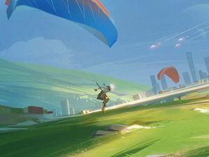 Preview wallpaper parachute, parachutist, art