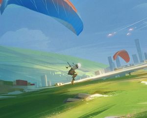 Preview wallpaper parachute, parachutist, art