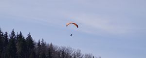 Preview wallpaper parachute, parachutist, trees, sky