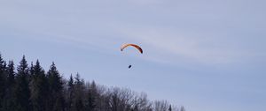 Preview wallpaper parachute, parachutist, trees, sky