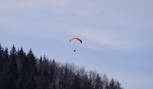 Preview wallpaper parachute, parachutist, trees, sky