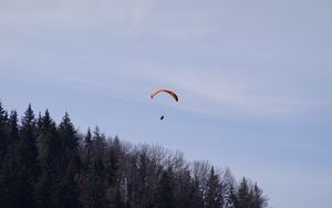 Preview wallpaper parachute, parachutist, trees, sky