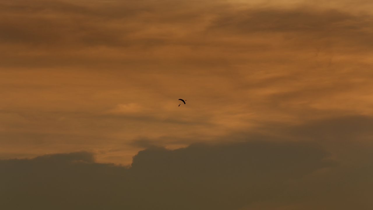 Wallpaper parachute, skydiver, sunset, sky