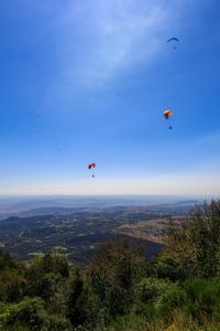 Preview wallpaper parachutists, mountains, height, flight