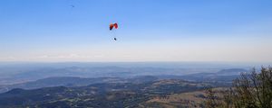 Preview wallpaper parachutists, mountains, height, flight