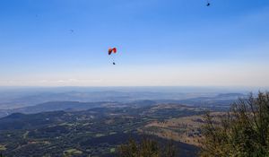 Preview wallpaper parachutists, mountains, height, flight