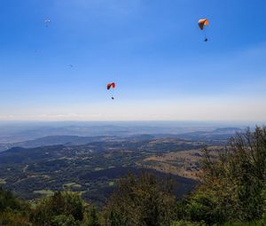 Preview wallpaper parachutists, mountains, height, flight