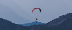 Preview wallpaper paraglider, flight, mountains, fog