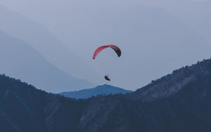 Preview wallpaper paraglider, flight, mountains, fog