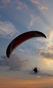 Preview wallpaper paraglider, flight, sky, sunset