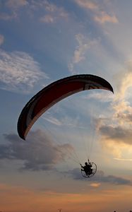 Preview wallpaper paraglider, flight, sky, sunset