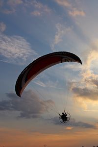 Preview wallpaper paraglider, flight, sky, sunset