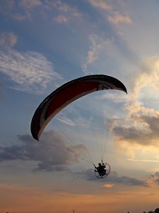 Preview wallpaper paraglider, flight, sky, sunset