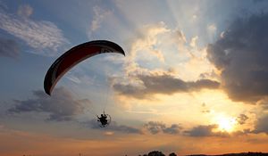 Preview wallpaper paraglider, flight, sky, sunset