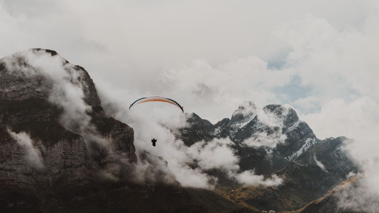 Wallpaper paraglider, parachute, flying