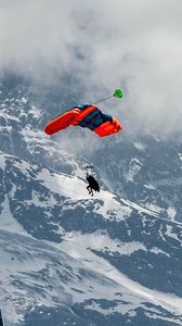 Preview wallpaper paraglider, parachute, mountains, snow, snowy