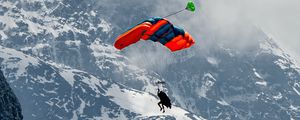 Preview wallpaper paraglider, parachute, mountains, snow, snowy