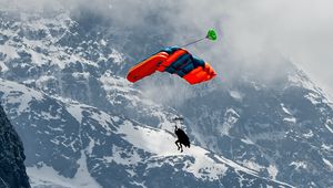 Preview wallpaper paraglider, parachute, mountains, snow, snowy