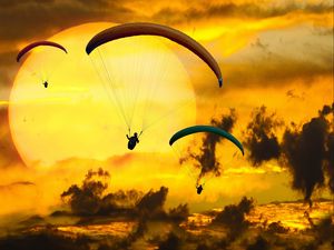 Preview wallpaper paraglider, paragliding, clouds, sky, sun