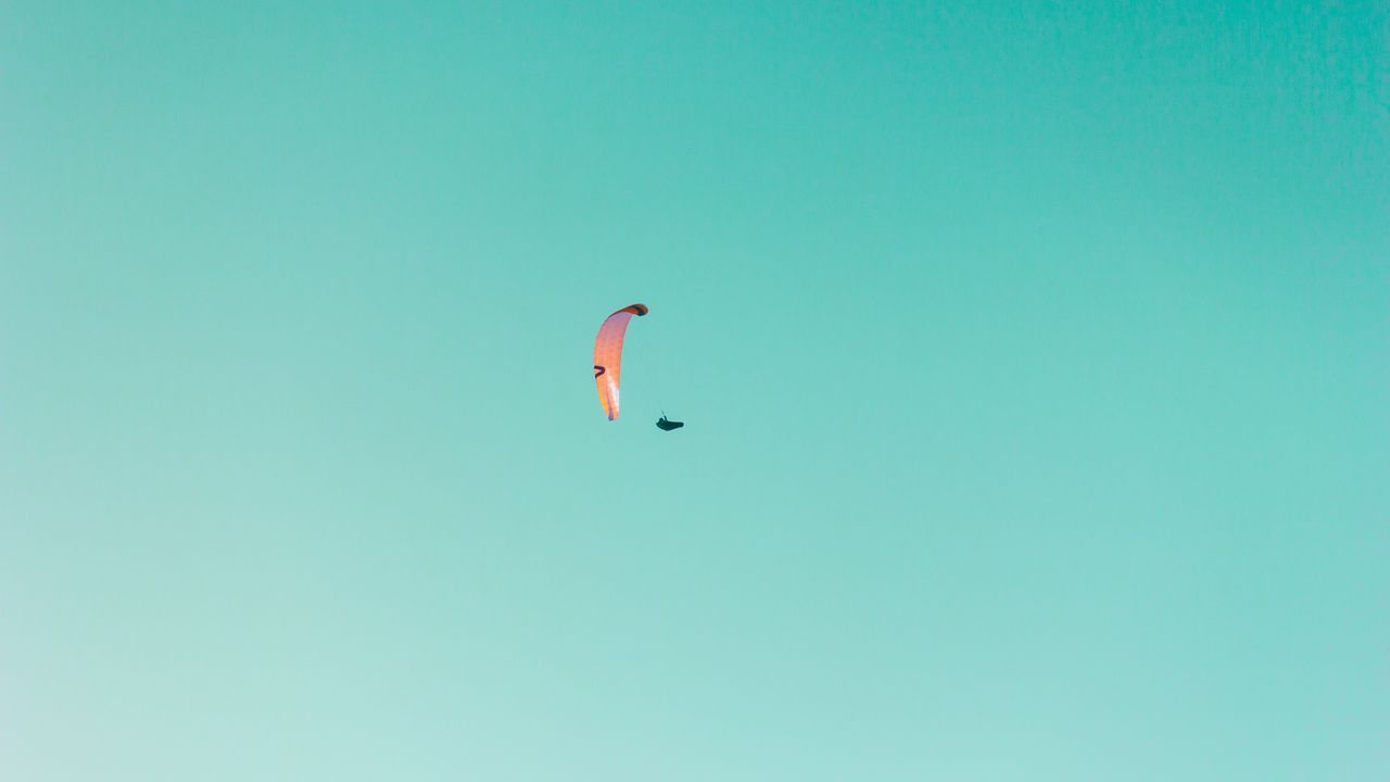 Wallpaper paraglider, paragliding, flight, sky, minimalism